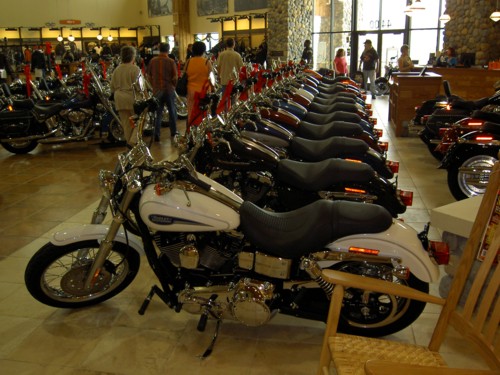 Row ofHarley-Davidsons