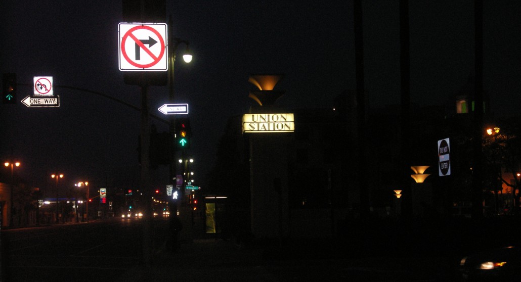 Union Station Sign at Night