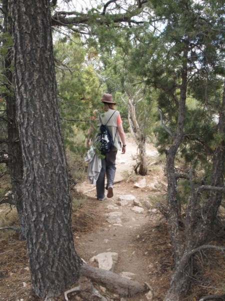 Becky Hiking Along the Trail