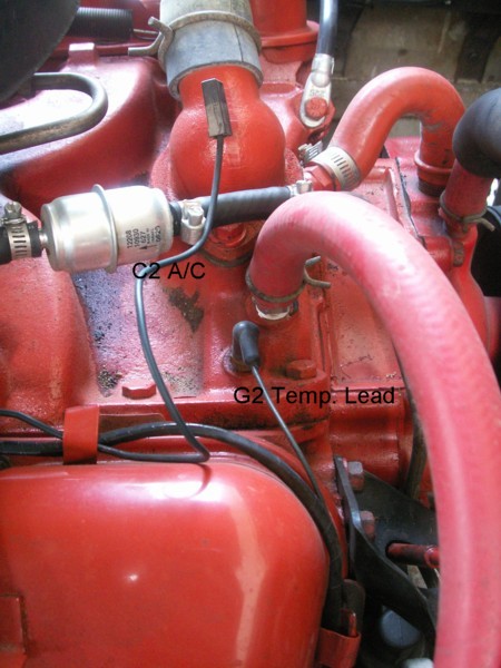 Temperature sensor lead and A/C power lead.