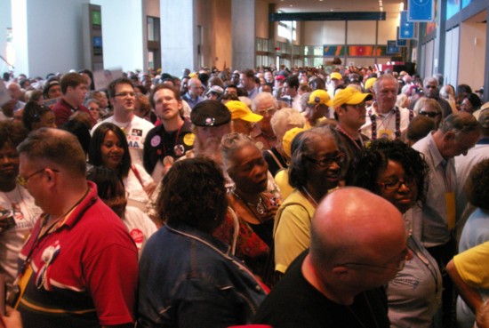 Waiting for the Convention to begin.