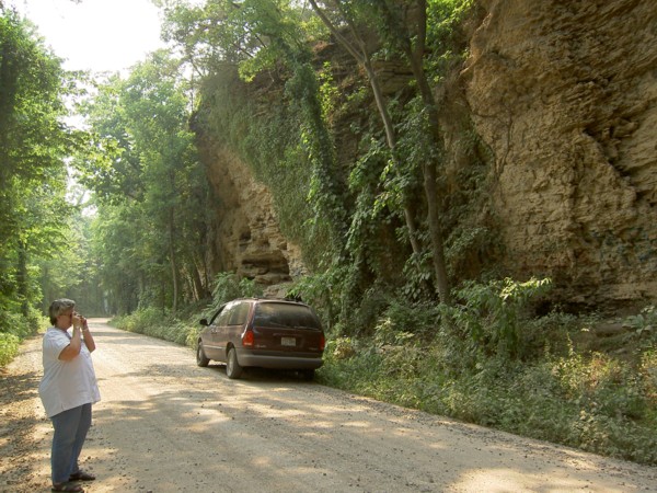 Ann, the van, and the bluff.