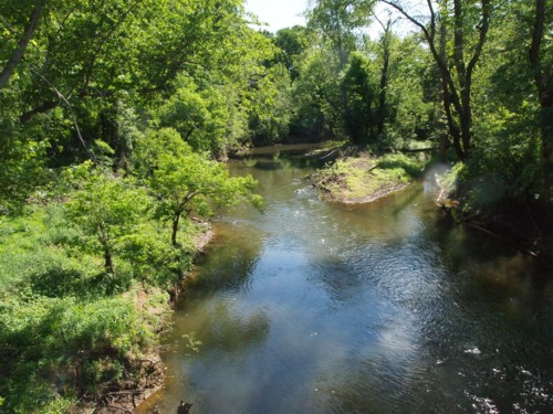 View upstream from the new bridge.