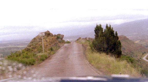 View through windshield.