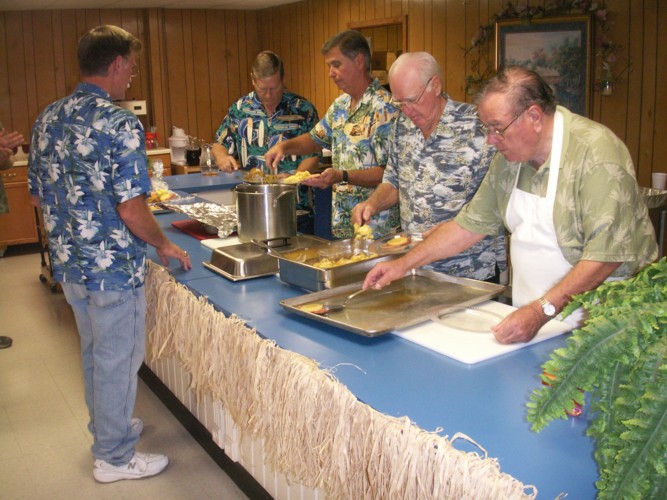 Deacons on the serving line